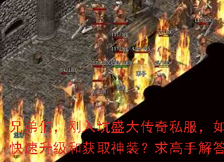 兄弟们,刚入坑盛大传奇私服,如何快速升级和获取神装?求高手解答。 兄弟们,刚入坑盛大传奇私服,如何快速升级和获取神装?求高手解答。