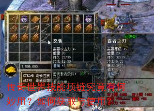 传奇世界技能项链究竟有何妙用?如何获取与使用? 传奇世界技能项链究竟有何妙用?如何获取与使用?